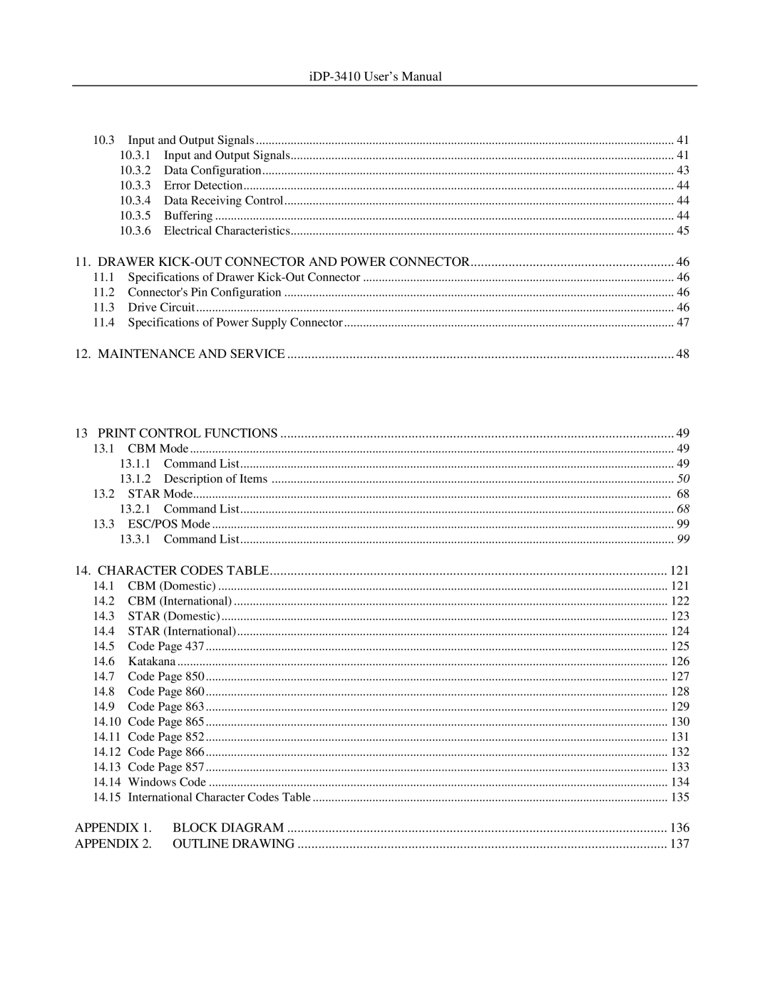 Addlogix iDP-3410 user manual Appendix, Drawer KICK-OUT Connector and Power Connector 