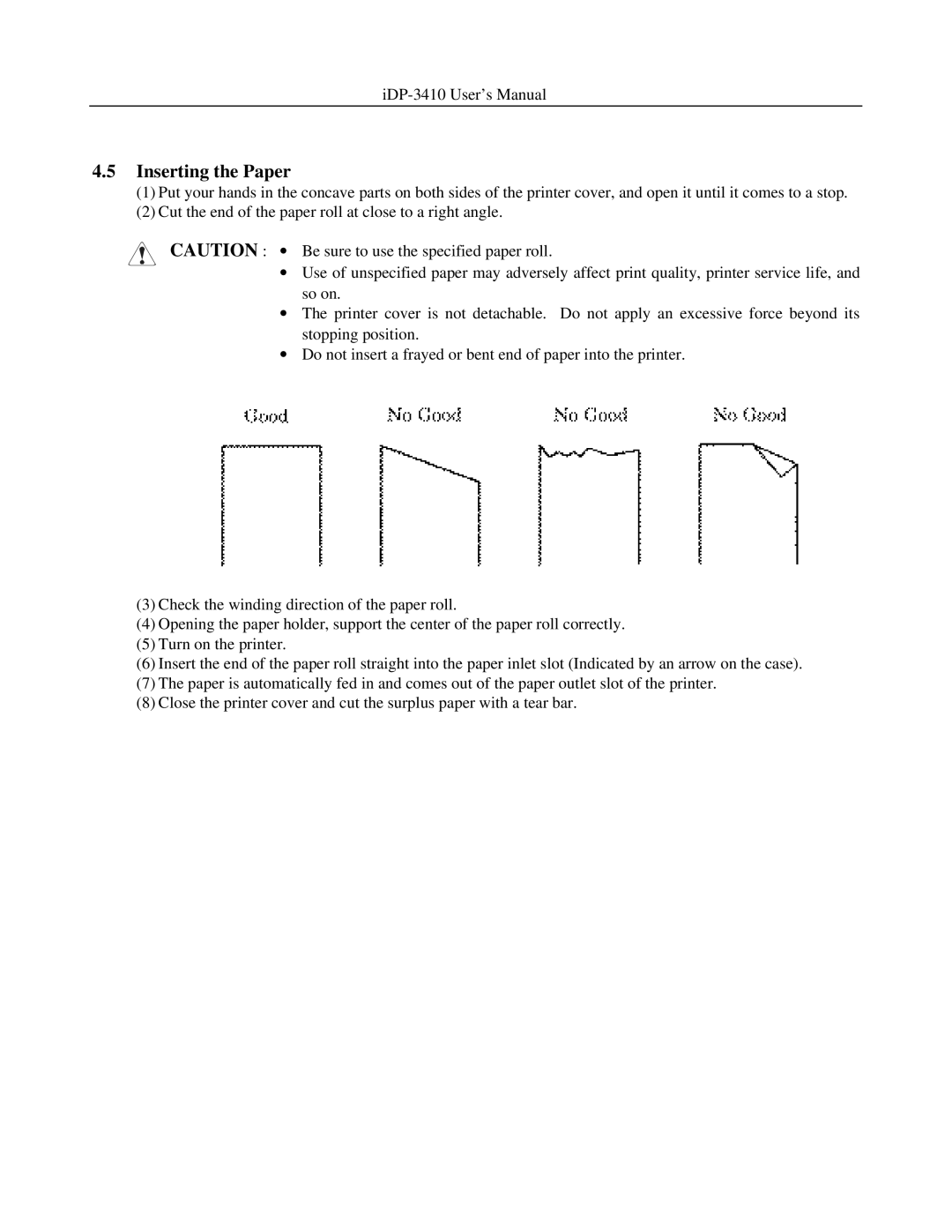 Addlogix iDP-3410 user manual Inserting the Paper 