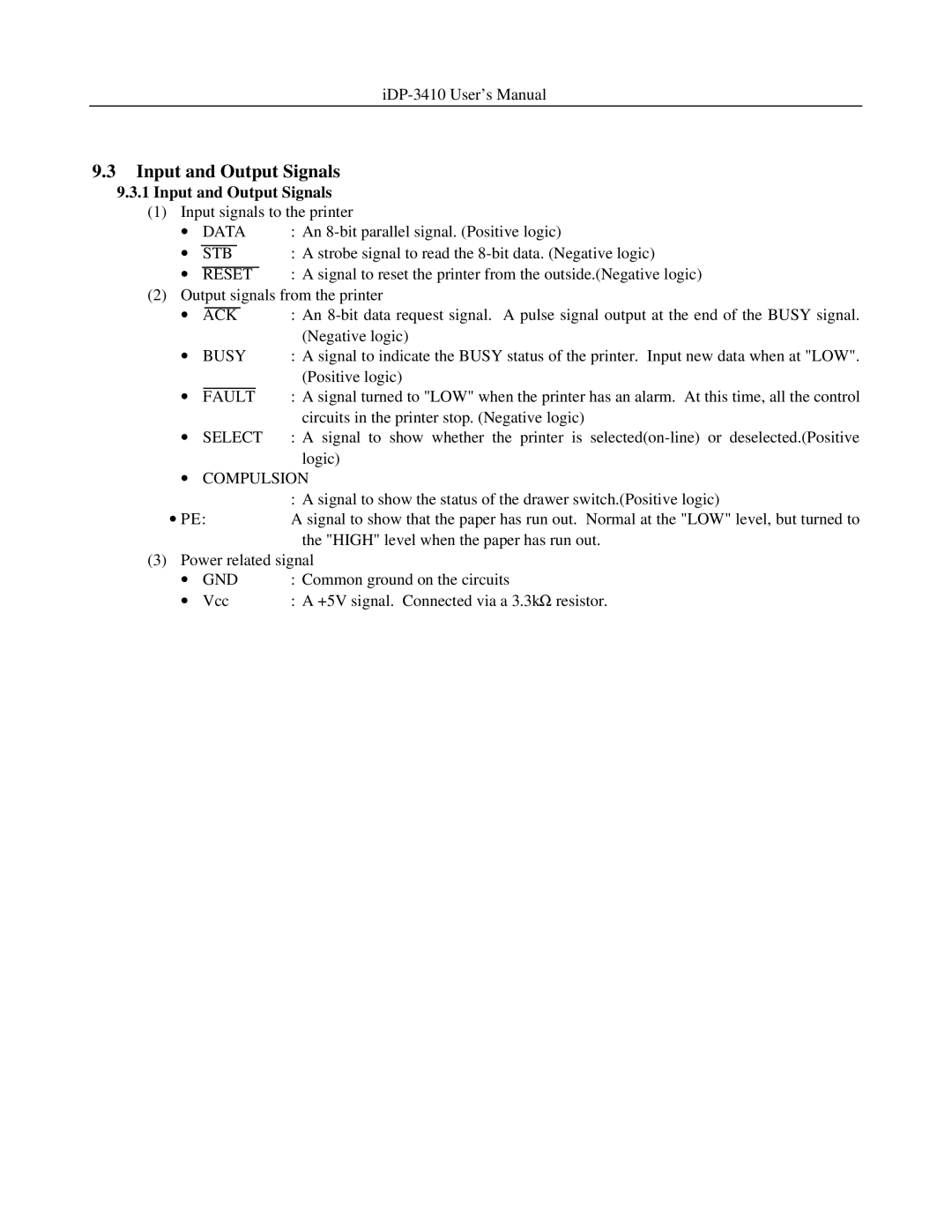 Addlogix iDP-3410 user manual Input and Output Signals, Select 