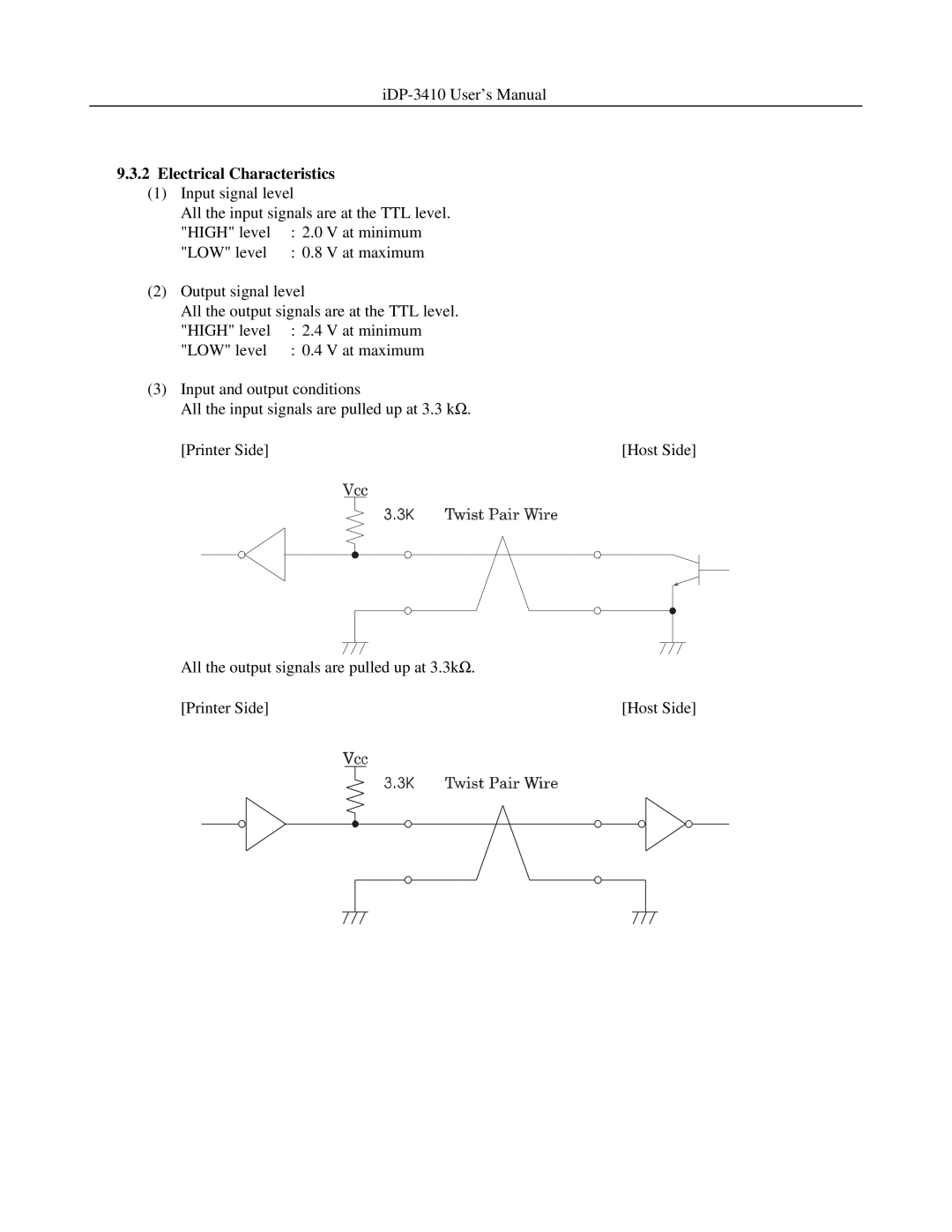 Addlogix iDP-3410 user manual Electrical Characteristics 