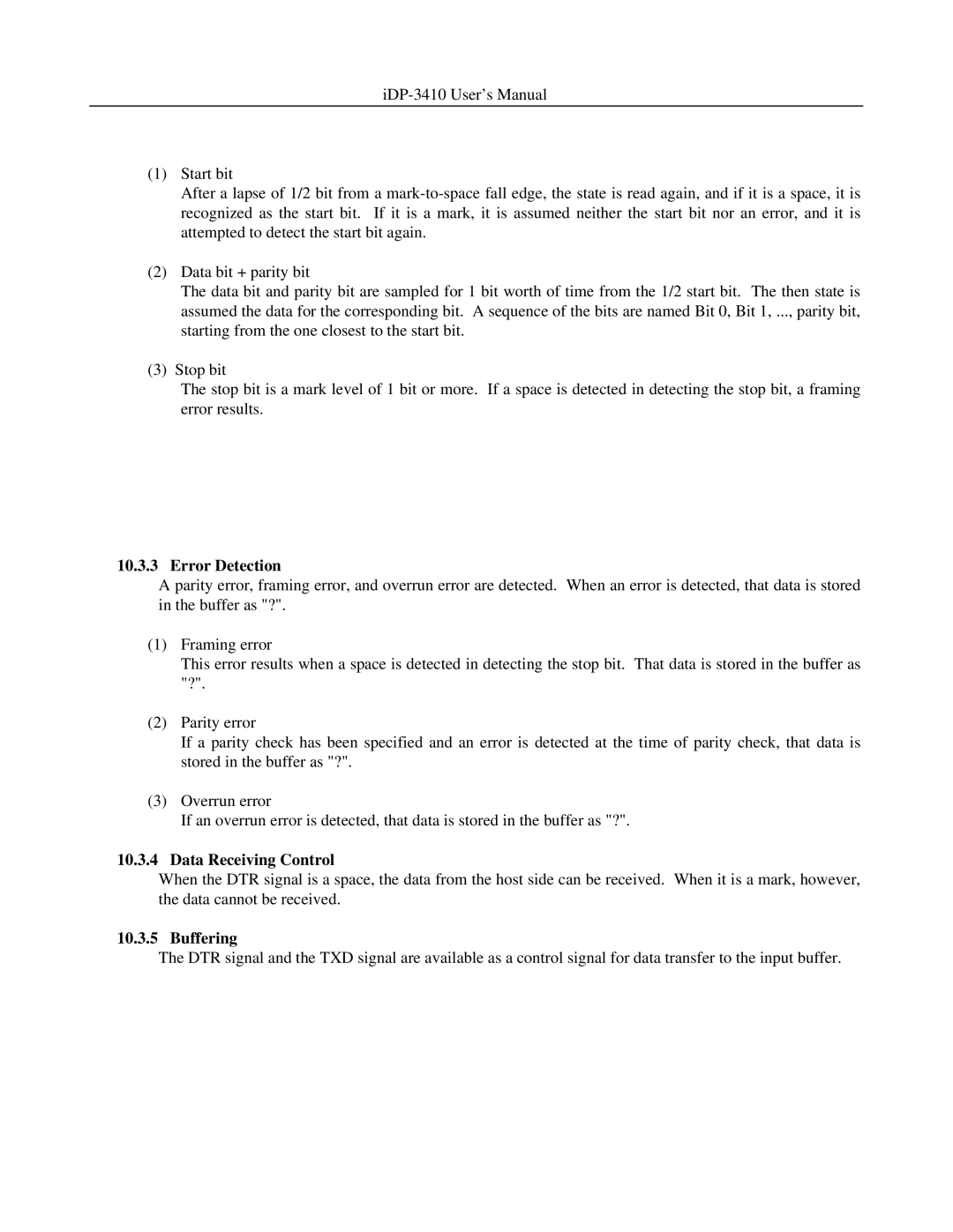 Addlogix iDP-3410 user manual Error Detection 