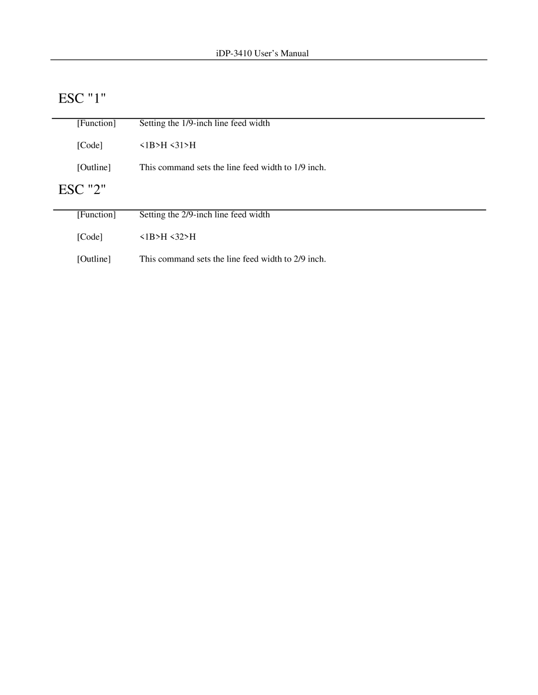 Addlogix iDP-3410 user manual Esc 