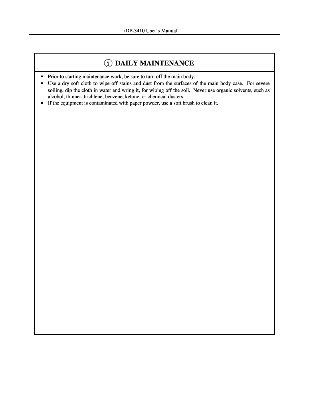 Addlogix iDP-3410 user manual Daily Maintenance 