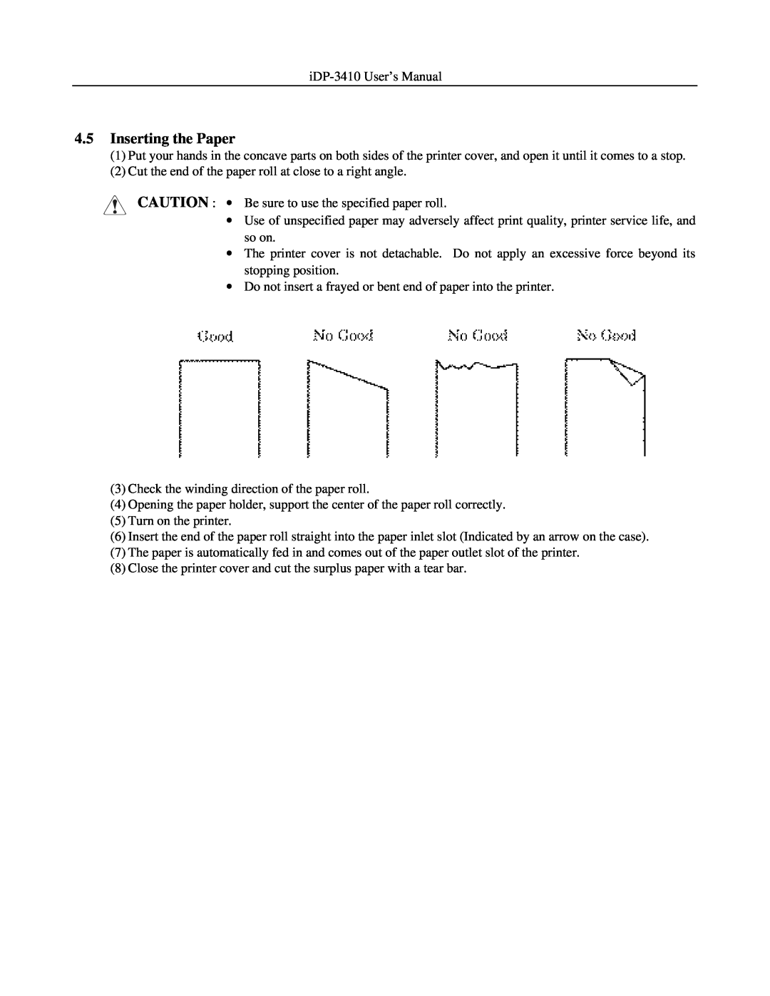 Addlogix iDP-3410 user manual Inserting the Paper 