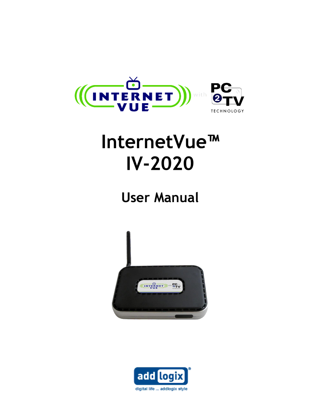 Addlogix user manual InternetVue IV-2020 