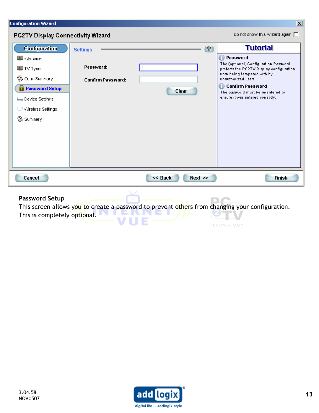 Addlogix IV-2020 user manual 04.58 NOV0507 