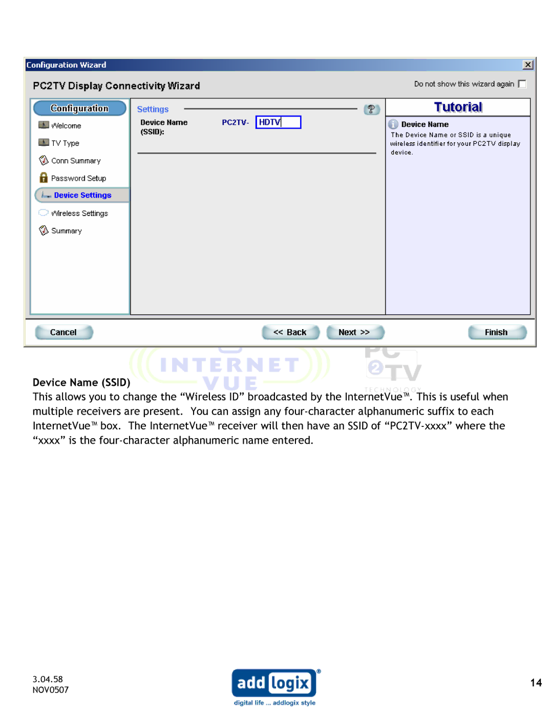 Addlogix IV-2020 user manual 04.58 NOV0507 