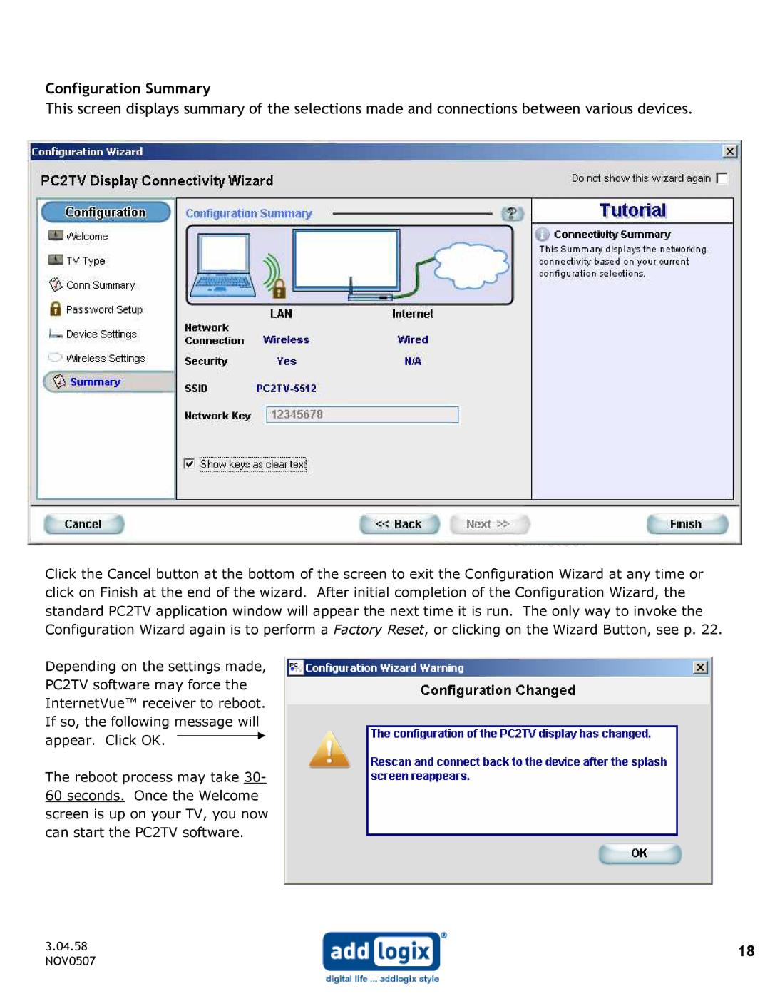 Addlogix IV-2020 user manual 04.58 NOV0507 