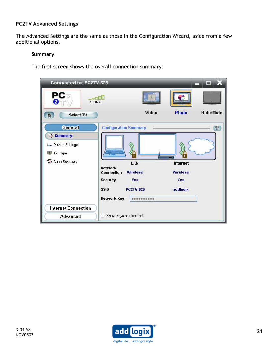 Addlogix IV-2020 user manual 04.58 NOV0507 