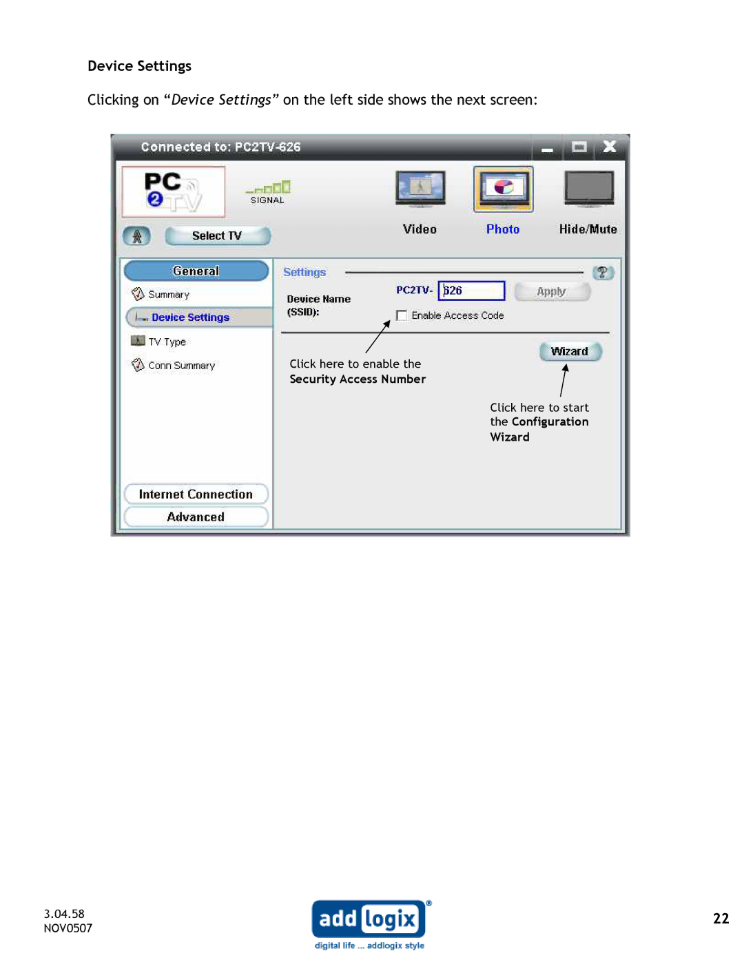 Addlogix IV-2020 user manual 