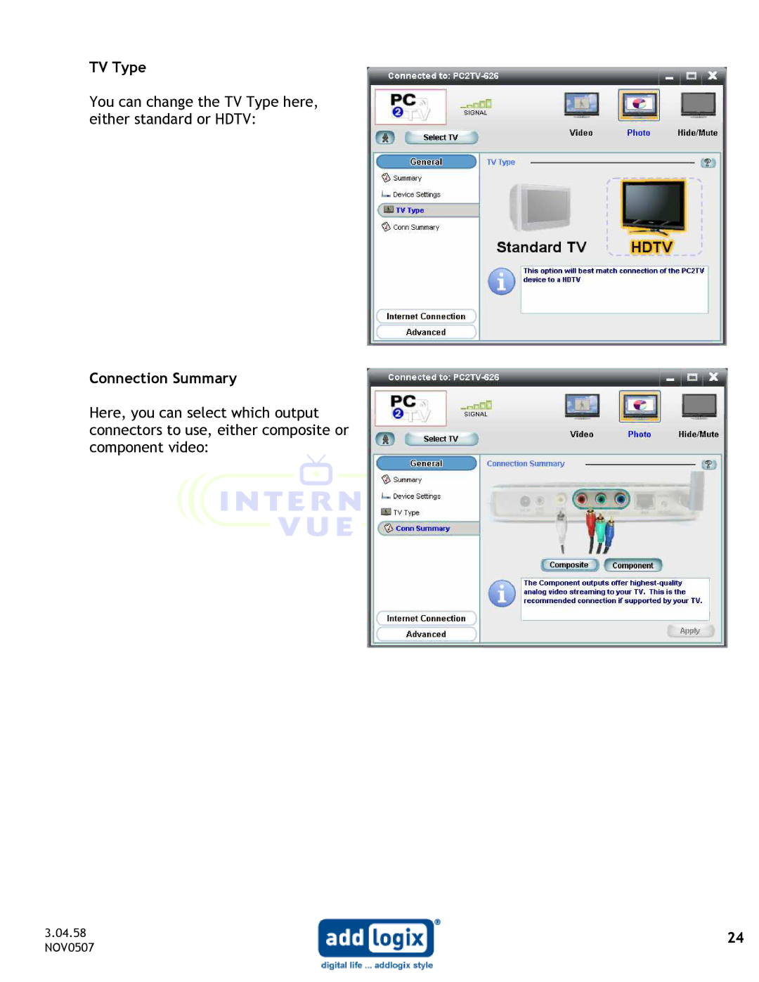 Addlogix IV-2020 user manual 04.58 NOV0507 