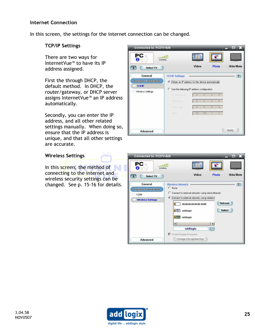 Addlogix IV-2020 user manual 04.58 NOV0507 