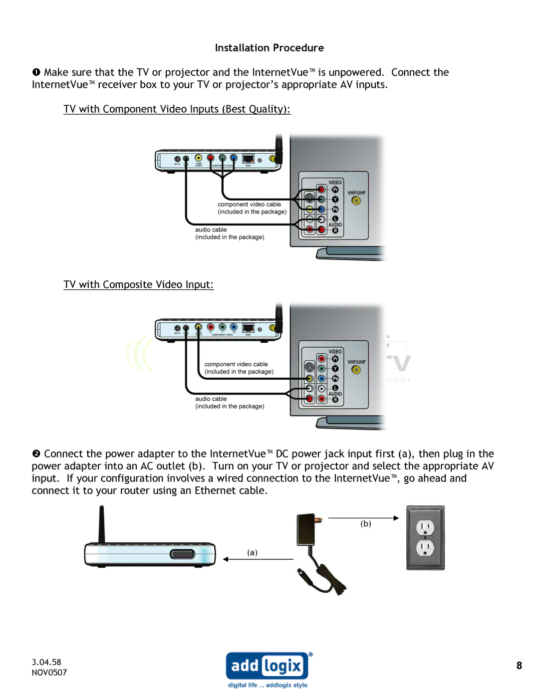 Addlogix IV-2020 user manual 04.58 NOV0507 