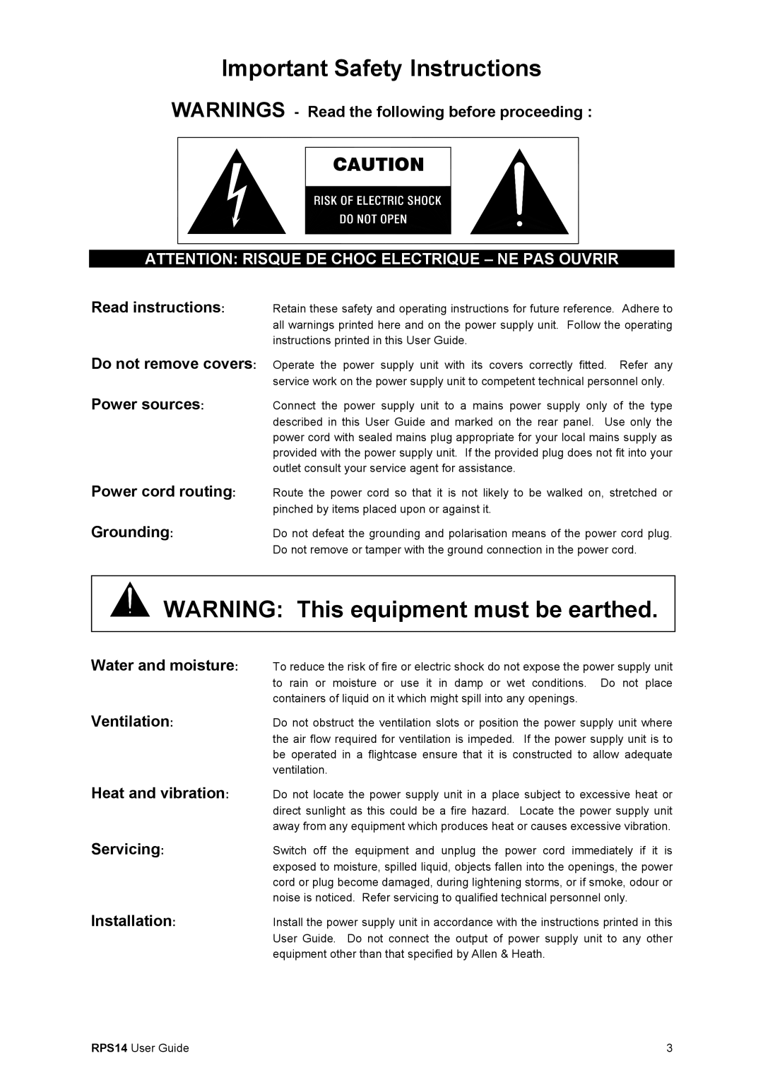 Addlogix RPS14 manual Important Safety Instructions, Installation 