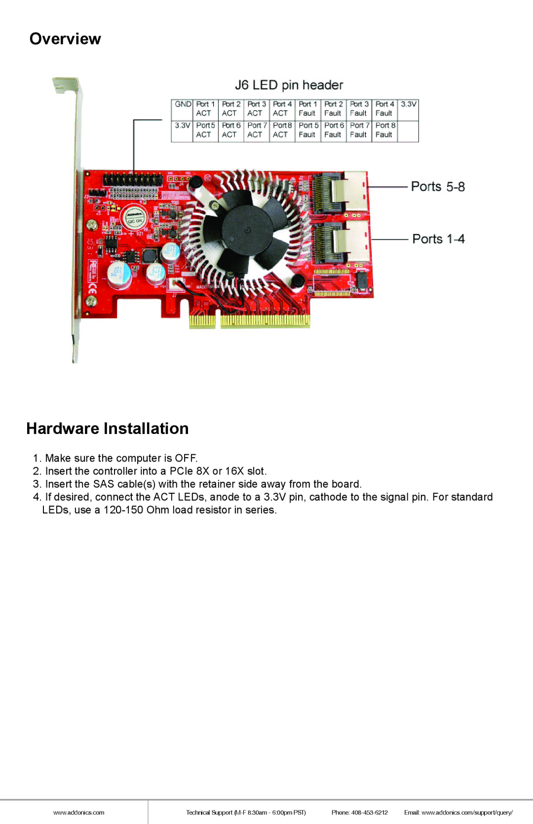 Addonics Technologies AD2MS6GPX8 manual Overview Hardware Installation 