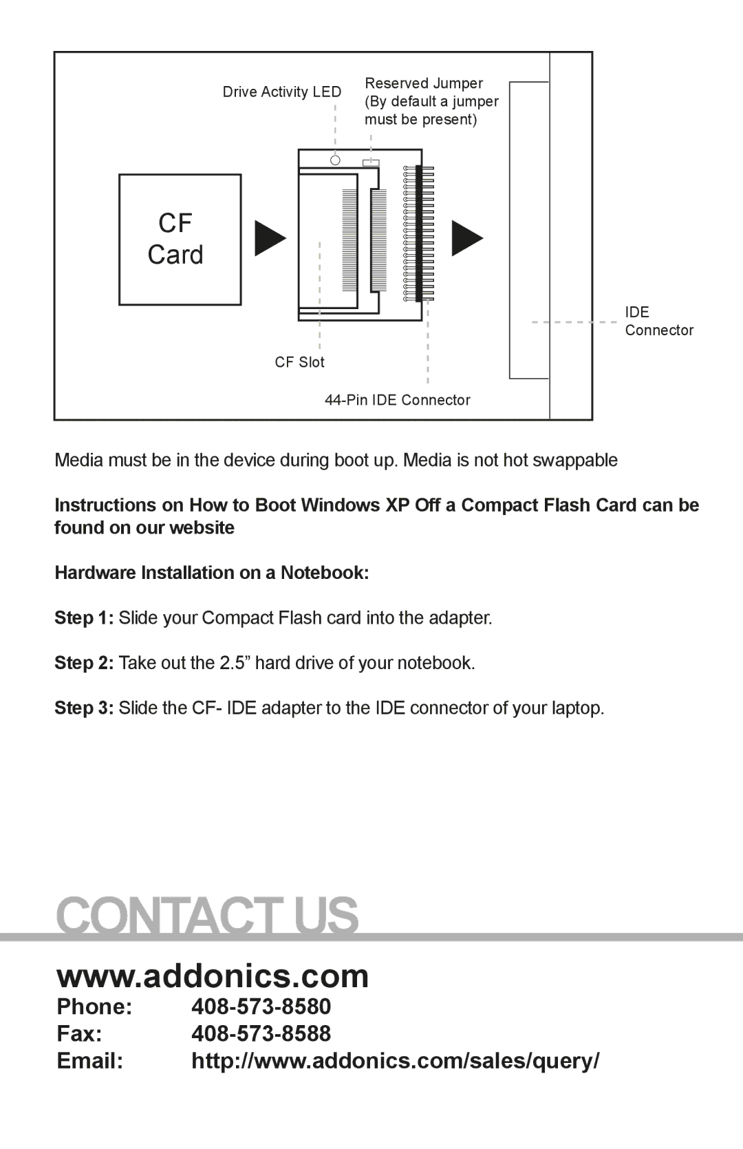 Addonics Technologies AD44MIDE2CF, AD44MIDECF manual Card 