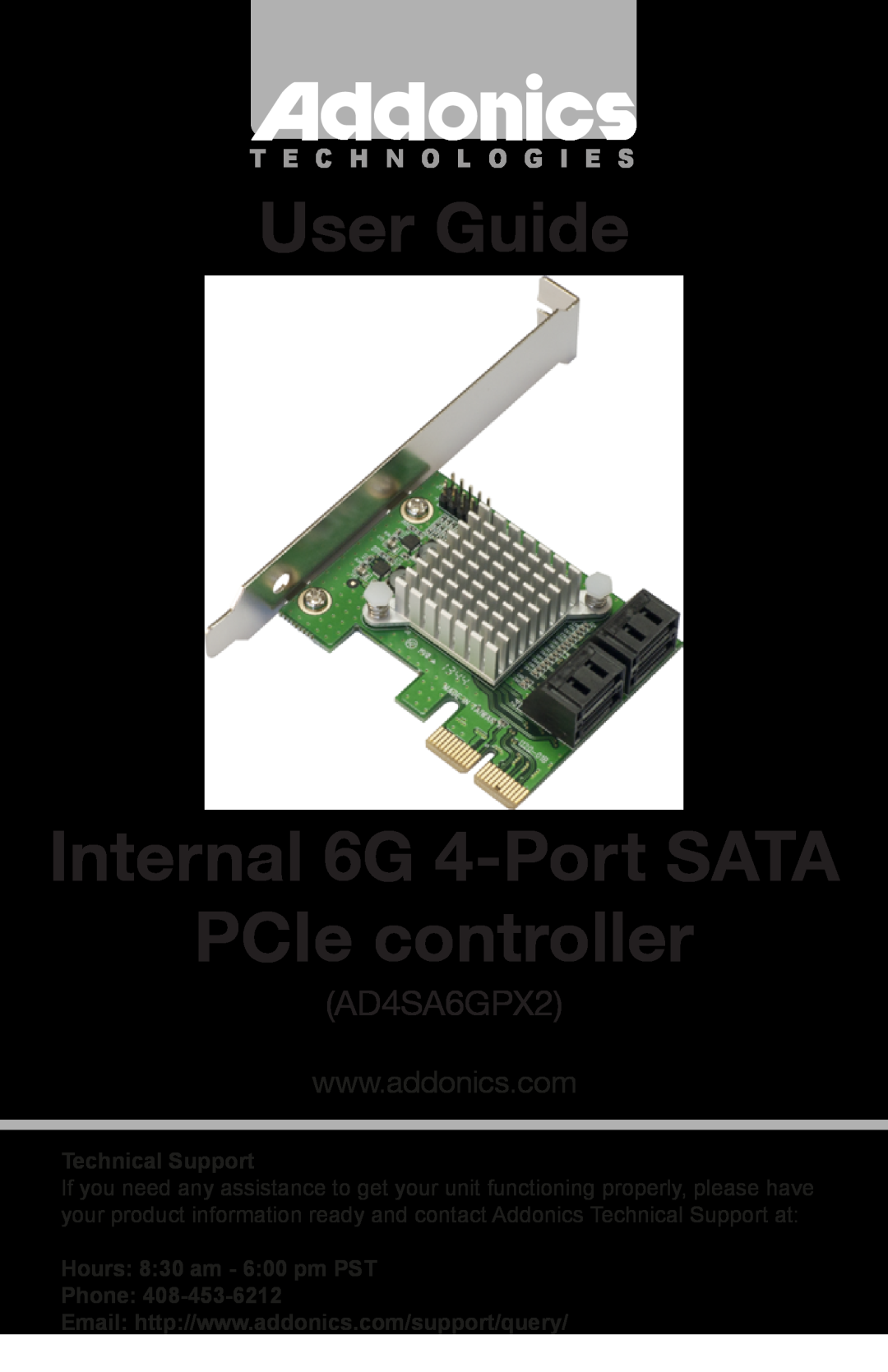 Addonics Technologies AD4SA6GPX2 manual User Guide Internal 6G 4-Port SATA PCIe controller, T E C H N O L O G I E S 