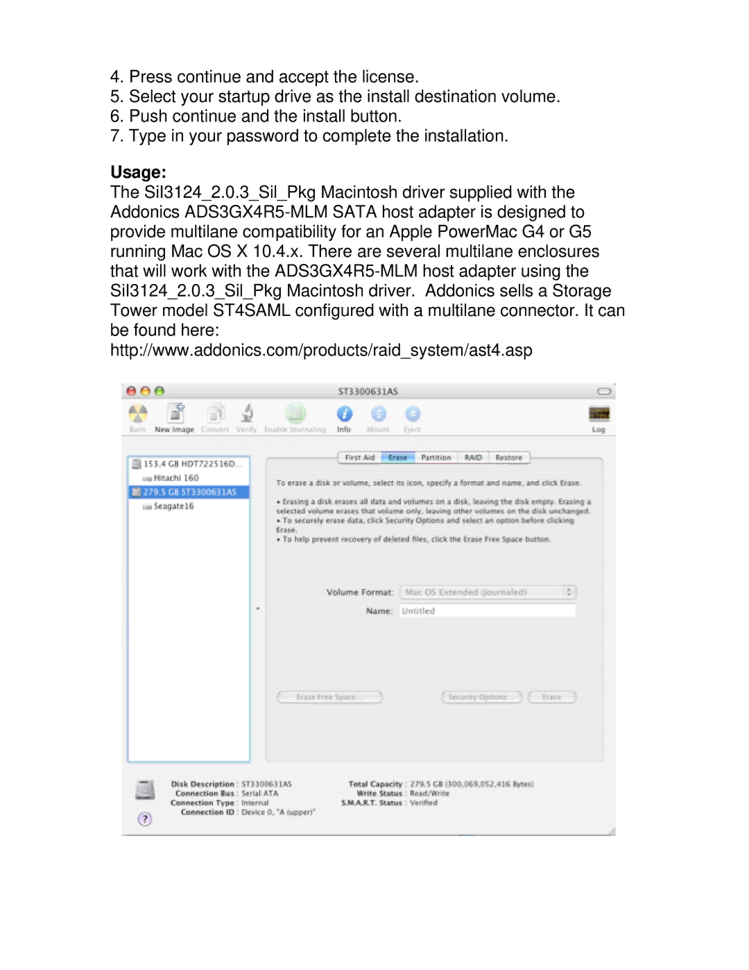 Addonics Technologies ADS3GX4R5-MLM manual Usage 