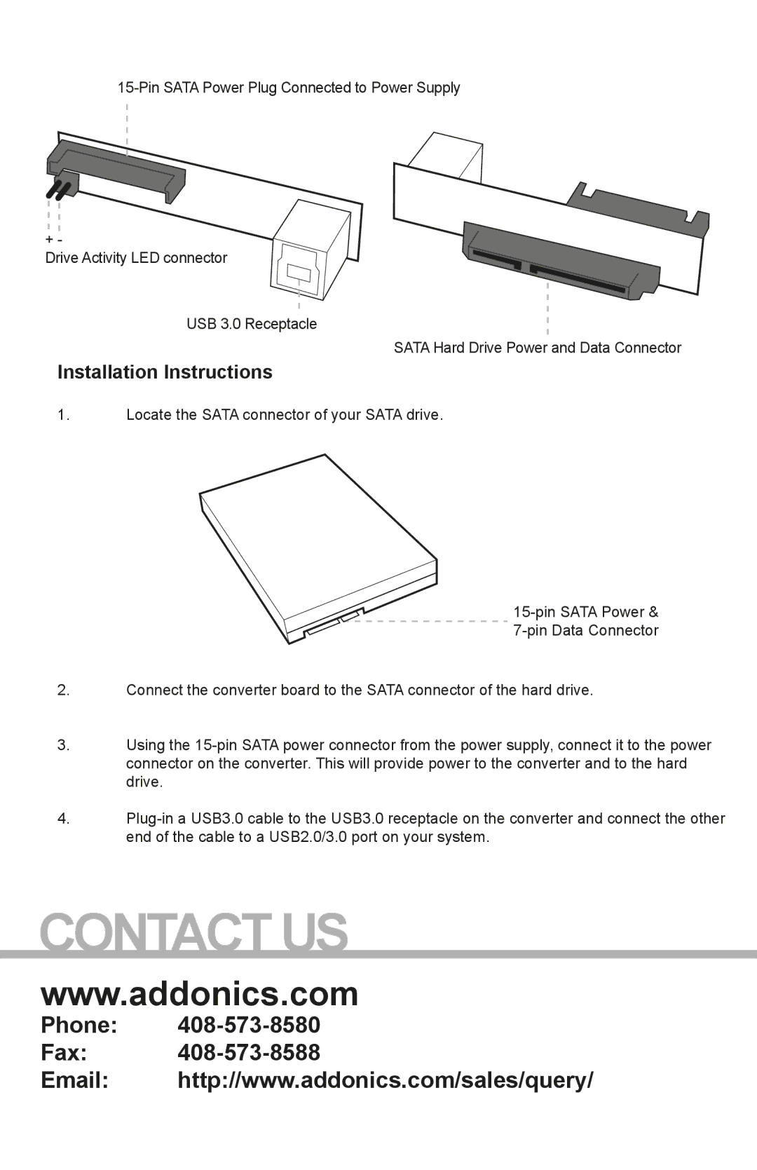 Addonics Technologies ADSAU3 manual Installation Instructions 