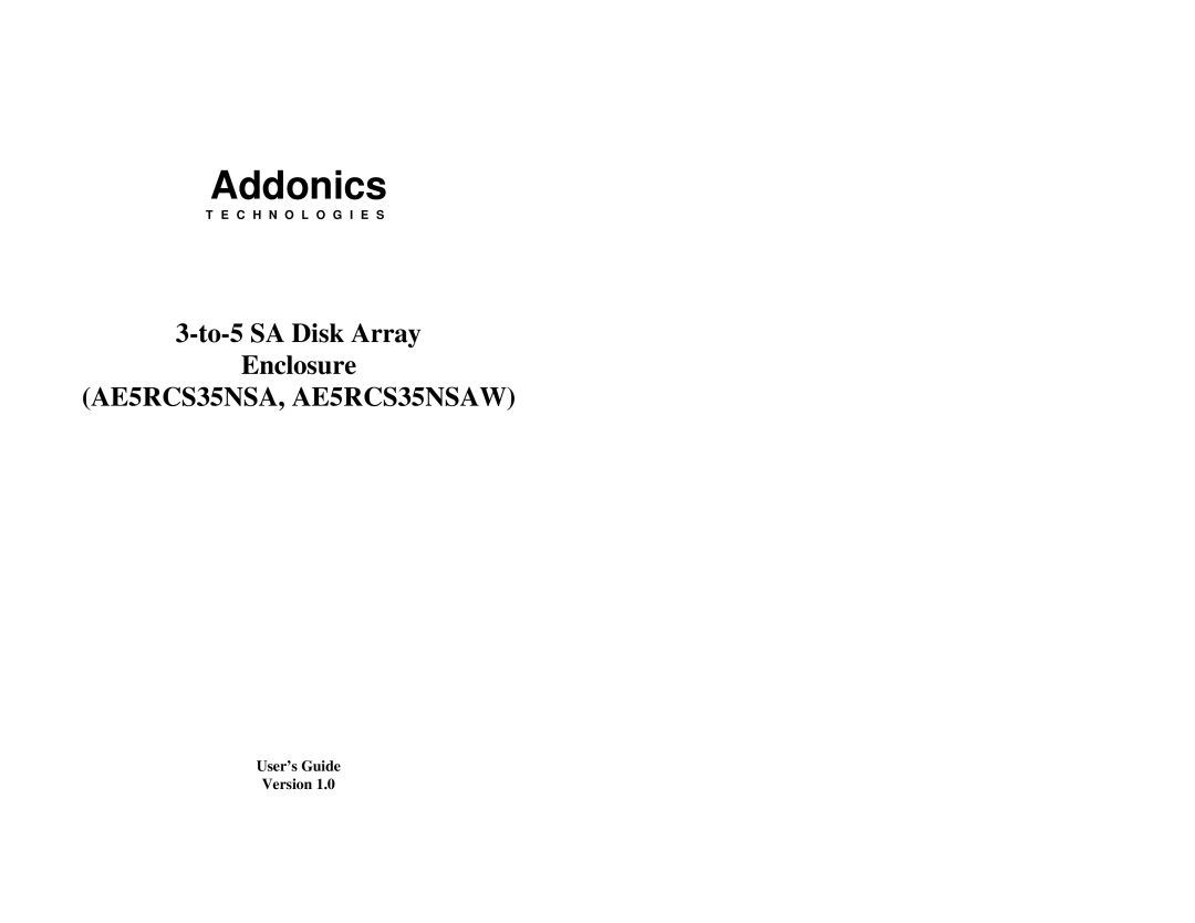 Addonics Technologies AE5RCS35NSAW manual Addonics 