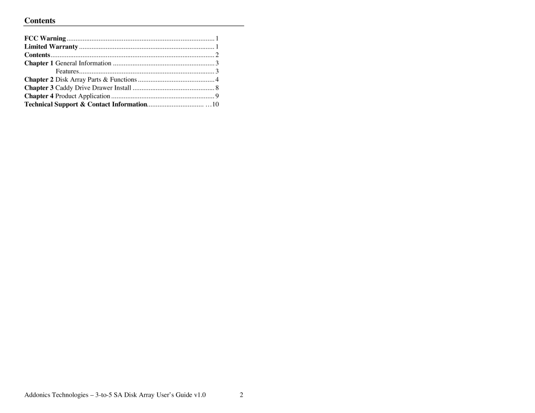 Addonics Technologies AE5RCS35NSAW manual Contents 