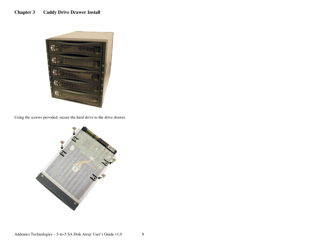 Addonics Technologies AE5RCS35NSAW manual Caddy Drive Drawer Install 