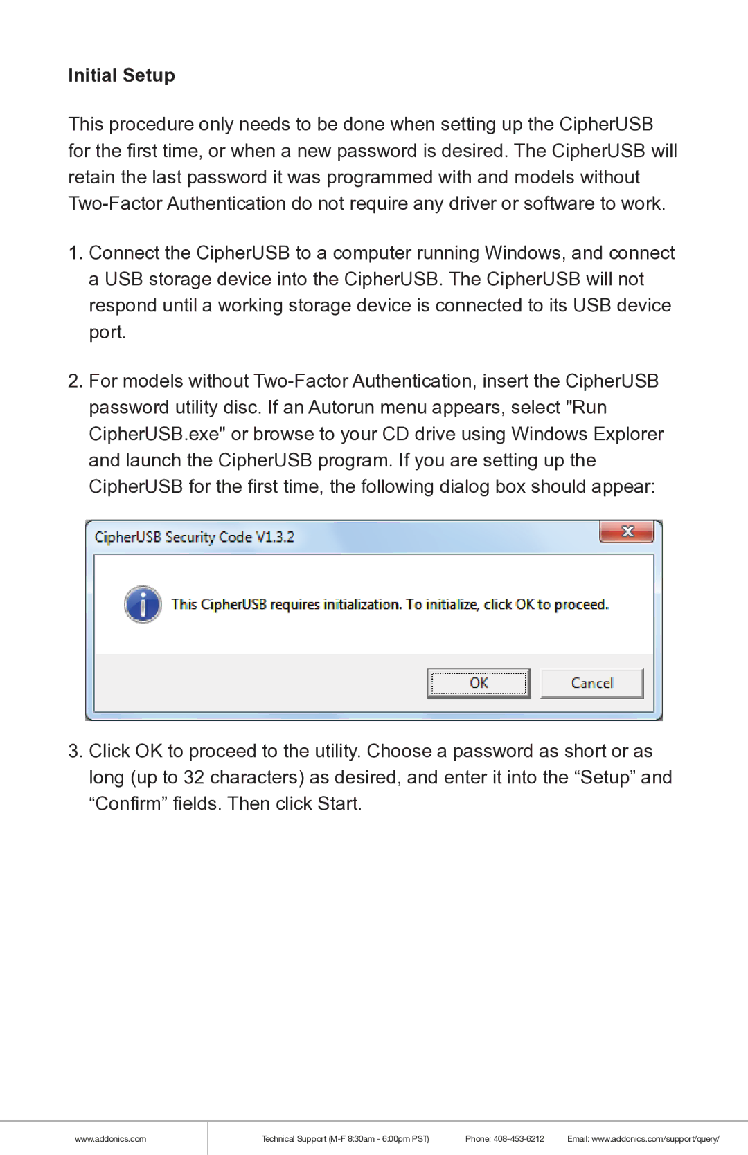 Addonics Technologies CAUF1W-2, CAUF1M-2, CAUF2W-2, CAUF2M-2 manual Initial Setup 