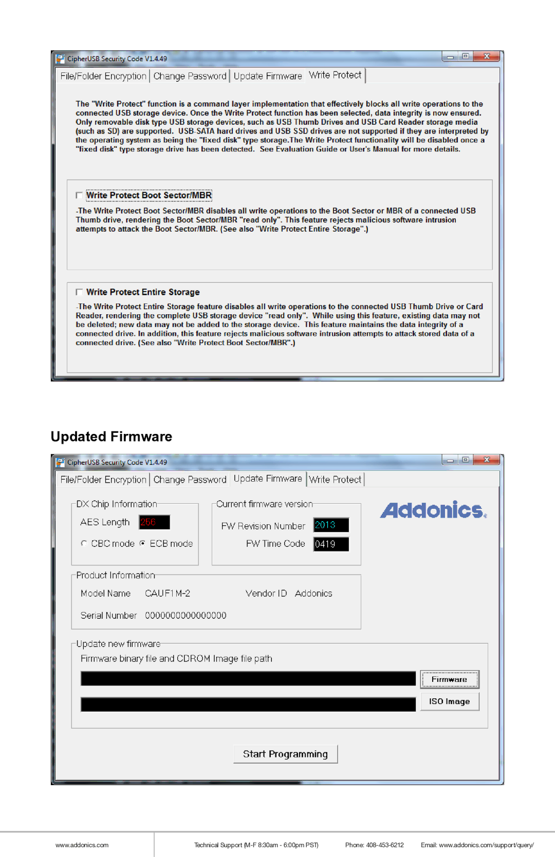 Addonics Technologies CAUF1W-2, CAUF1M-2, CAUF2W-2, CAUF2M-2 manual Updated Firmware 