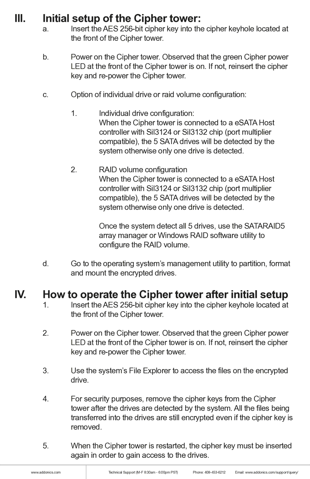 Addonics Technologies CRT535PES manual III. Initial setup of the Cipher tower 