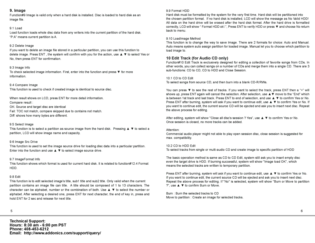 Addonics Technologies DDU3SAS manual Image, Edit Track for Audio CD only 