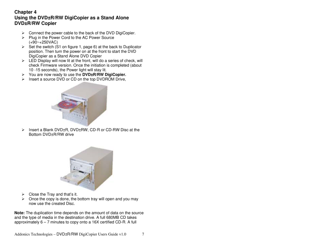 Addonics Technologies DVD R/RW manual Addonics Technologies DVD±R/RW DigiCopier Users Guide 