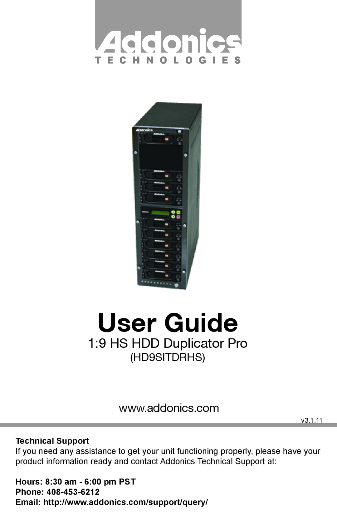 Addonics Technologies HD9SITDRHS manual User Guide 