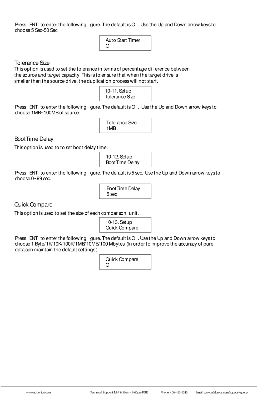 Addonics Technologies HDUS11325DX manual Tolerance Size, BootTime Delay, Quick Compare 
