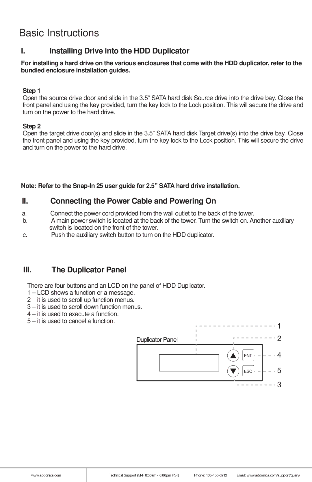 Addonics Technologies HDUS11325DX manual Basic Instructions 