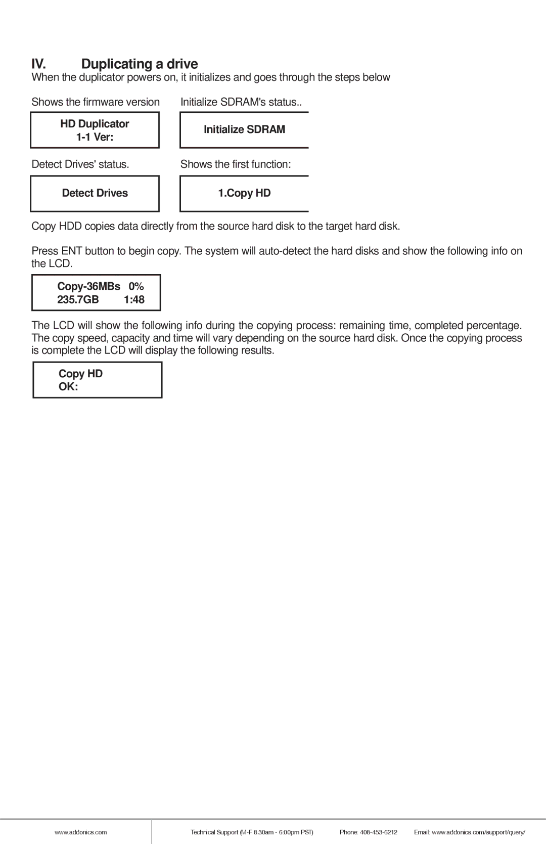 Addonics Technologies HDUS11325DX manual Duplicating a drive 