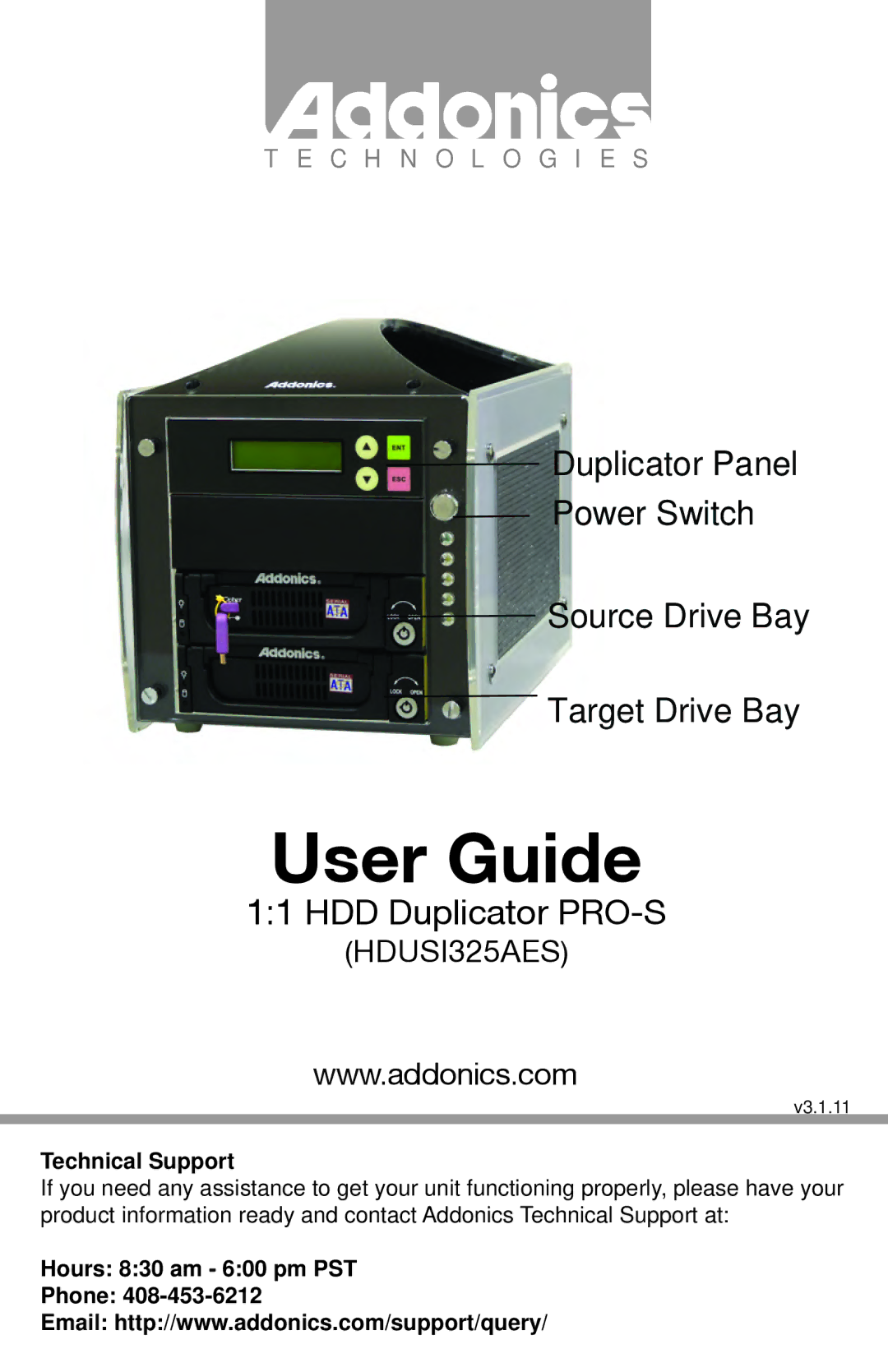 Addonics Technologies HDUSI325AES manual User Guide 