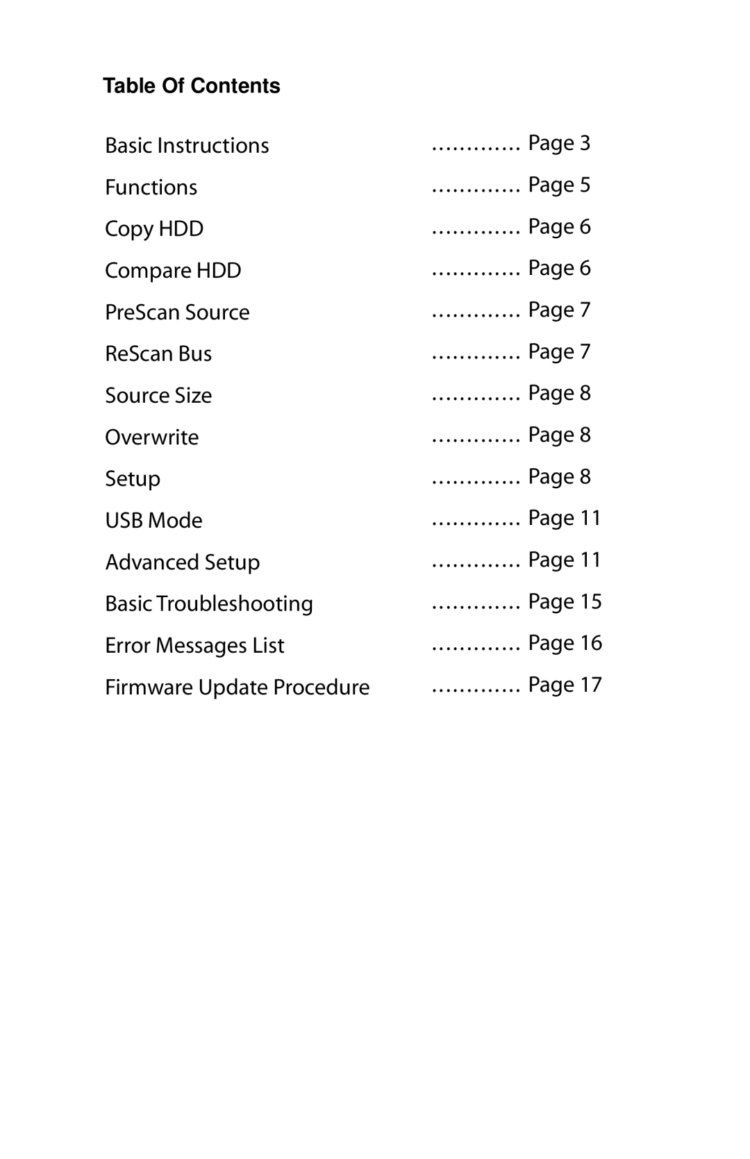 Addonics Technologies HDUSI325AES manual Table Of Contents 