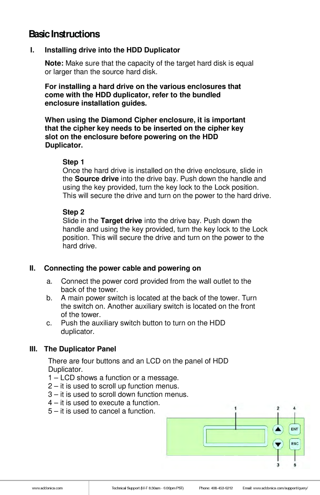 Addonics Technologies HDUSI325AES manual Basic Instructions 