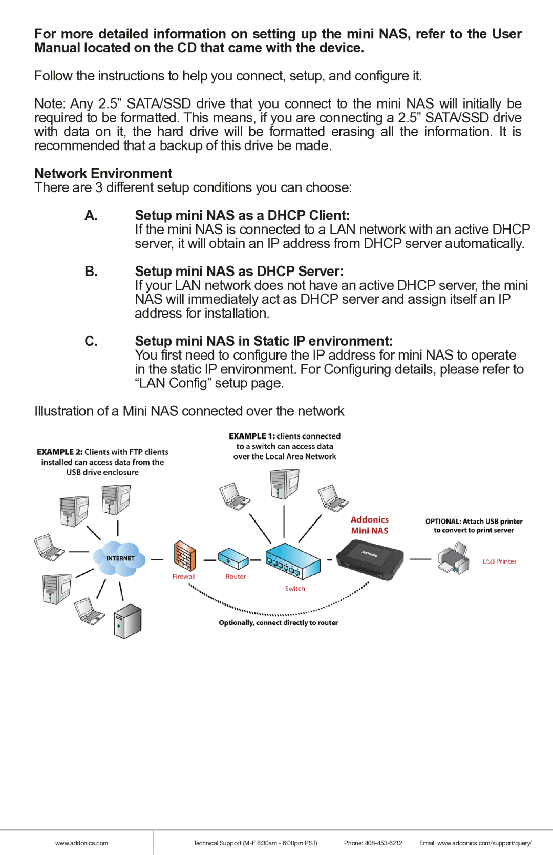 Addonics Technologies NAS25HDU2 manual Network Environment, Setup mini NAS as a Dhcp Client, Setup mini NAS as Dhcp Server 