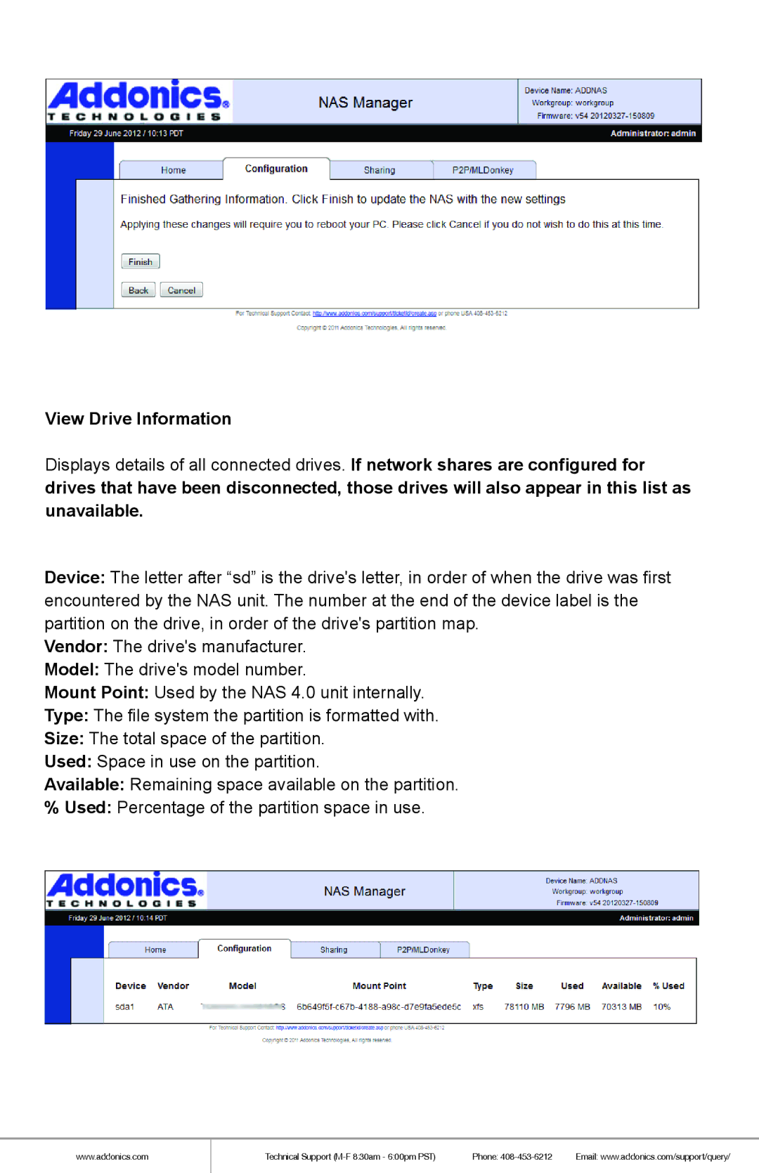 Addonics Technologies NAS40ESU manual View Drive Information 