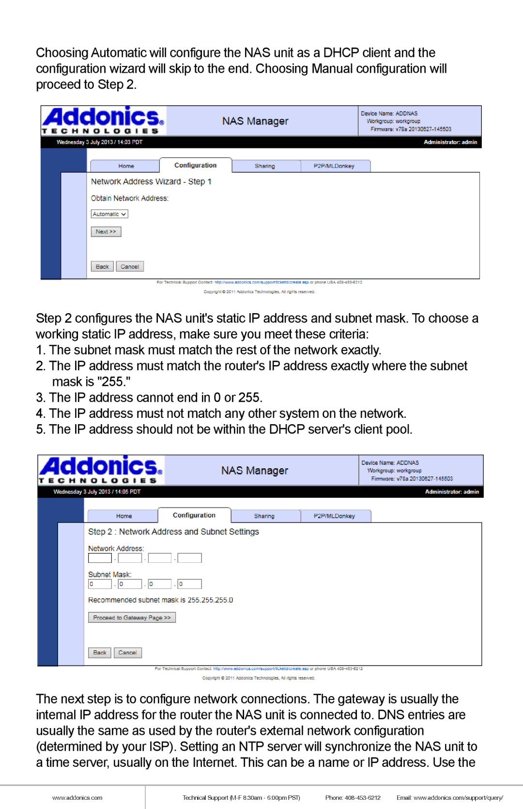 Addonics Technologies NAS4RM manual Technical Support M-F 830am 600pm PST Phone 