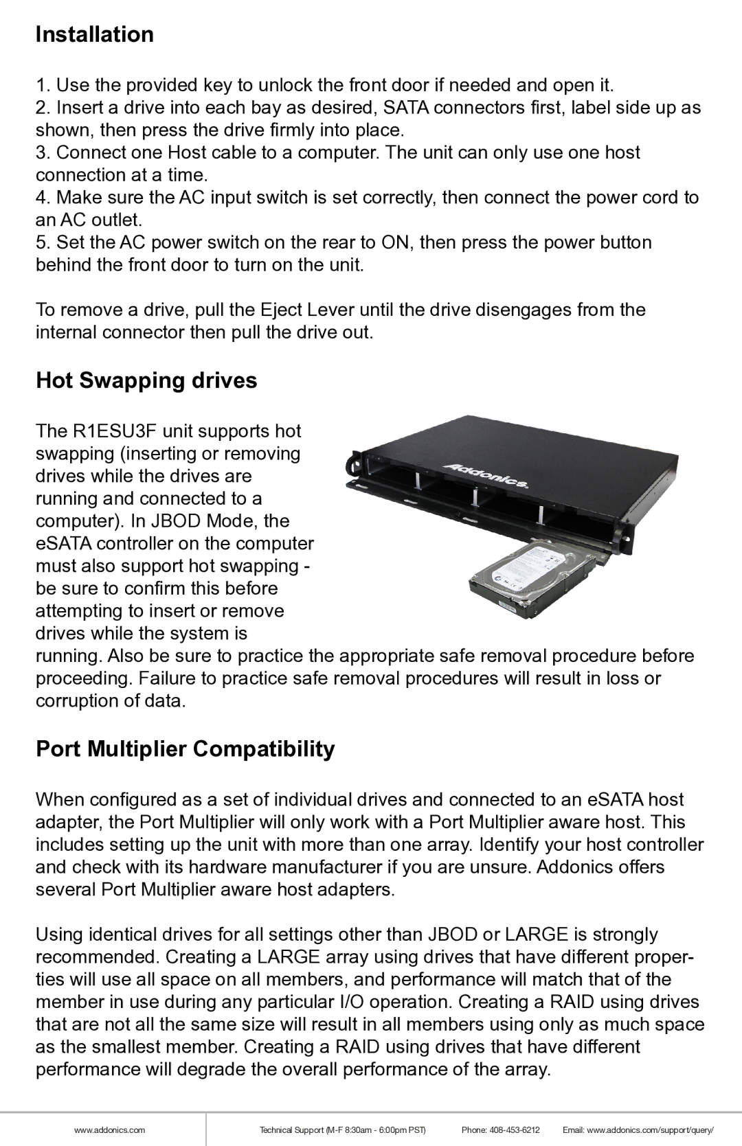 Addonics Technologies R1ESU3F manual Installation 