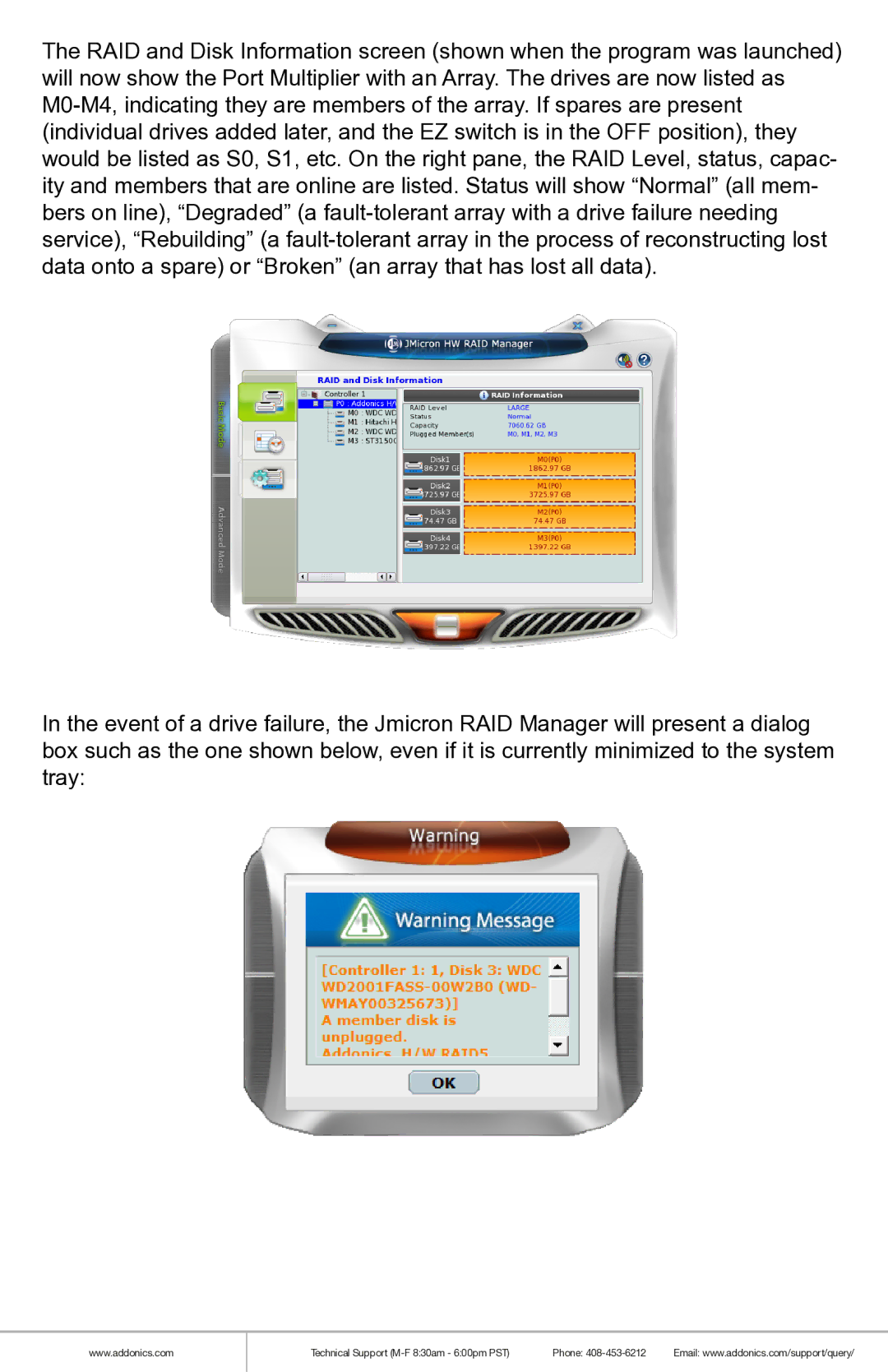 Addonics Technologies R1ESU3F manual Technical Support M-F 830am 600pm PST Phone 