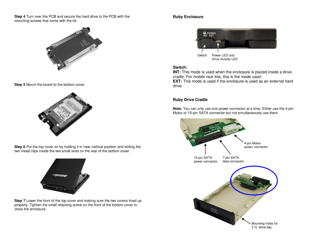Addonics Technologies RCHDSAES manual Ruby Enclosure 
