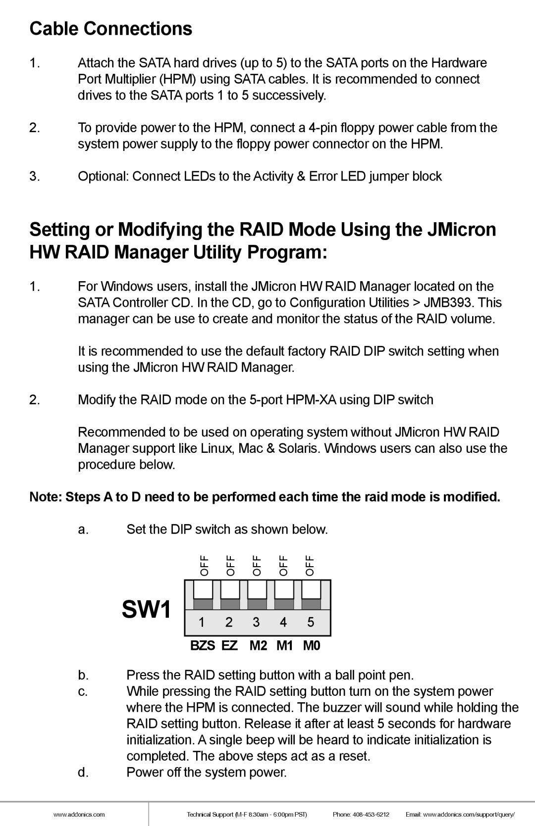 Addonics Technologies RR2035ASDES manual Cable Connections 