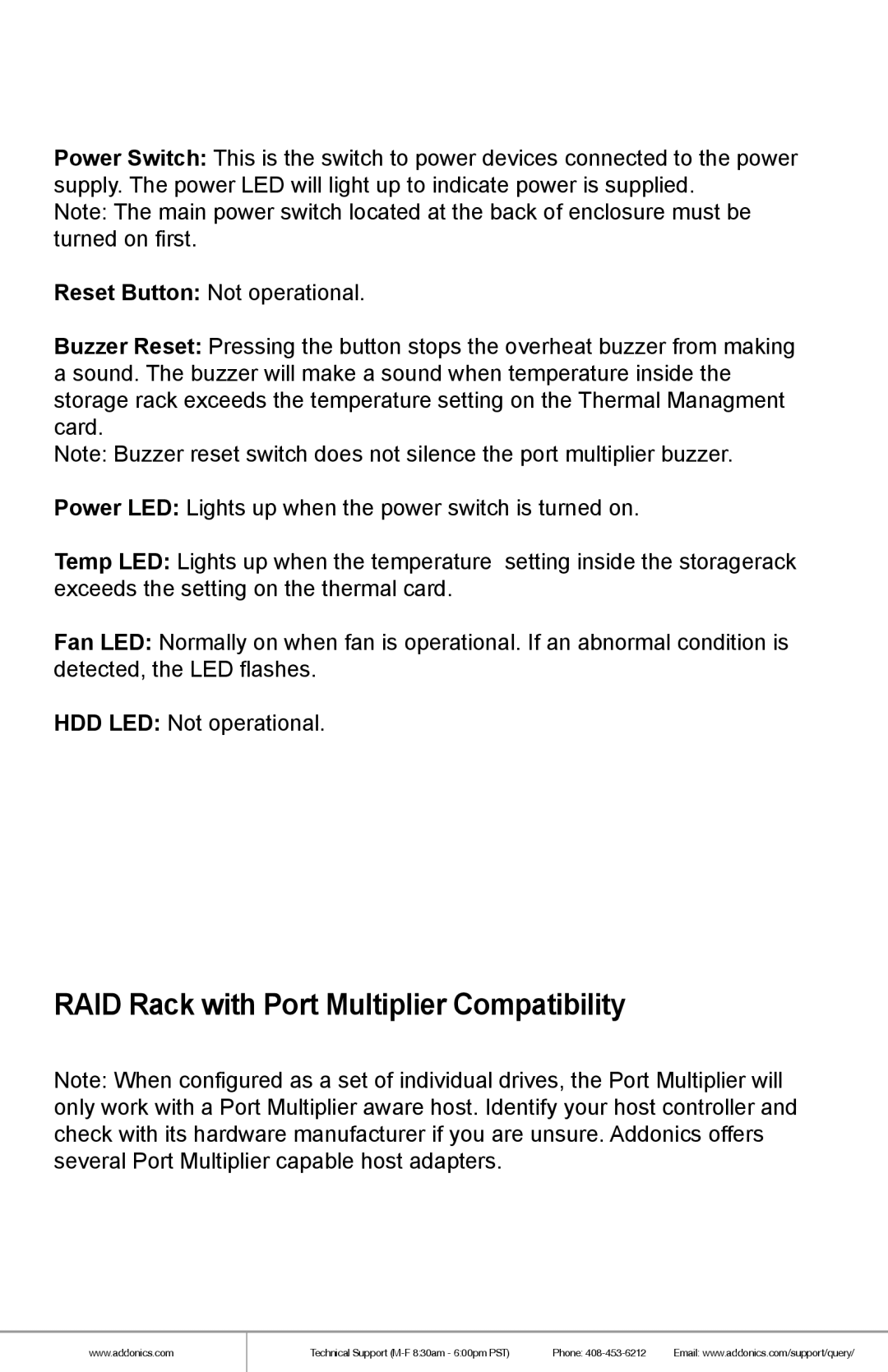Addonics Technologies RR2035ASDML manual RAID Rack with Port Multiplier Compatibility 