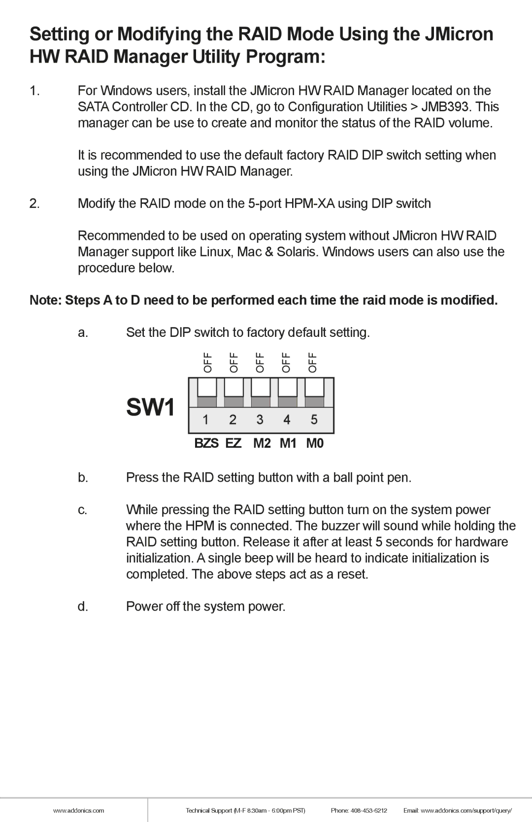 Addonics Technologies RT3S5HEU3 manual Bzs Ez, M2 M1 M0 