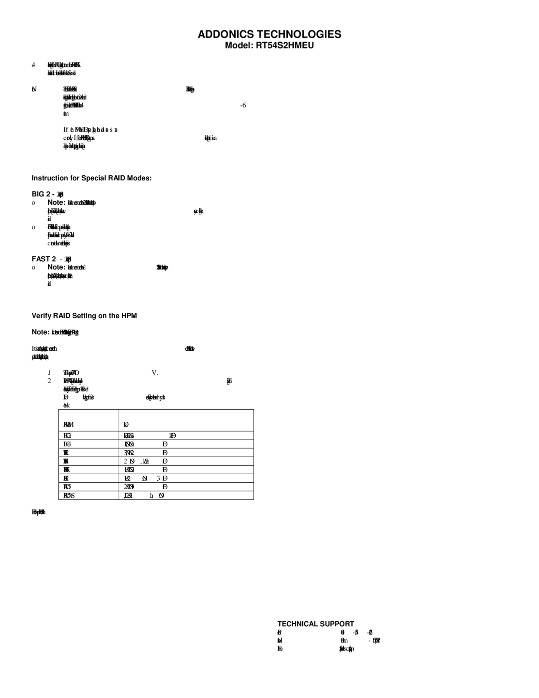 Addonics Technologies RT54S2HMEU manual Instruction for Special RAID Modes, Verify RAID Setting on the HPM 