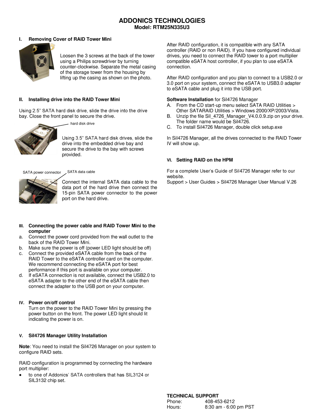 Addonics Technologies user manual Addonics Technologies, Model RTM25N335U3 