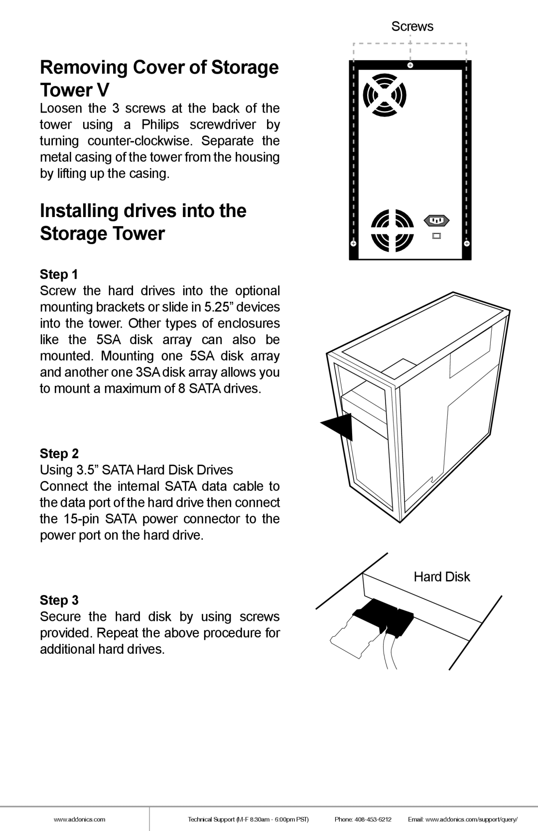 Addonics Technologies ST55HPMXU manual Removing Cover of Storage Tower, Step 